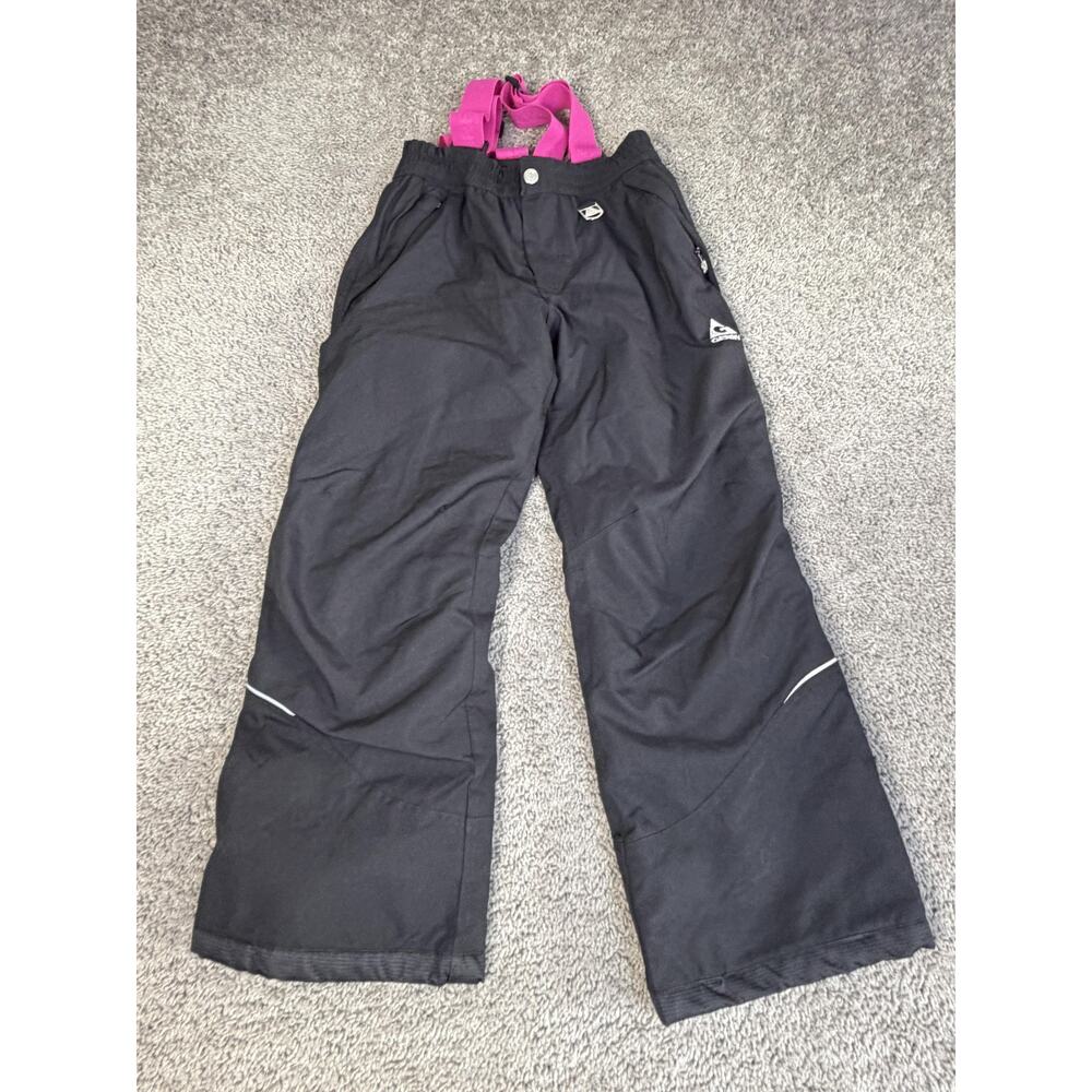 Gerry Snow Pants Girls 10/12 Black Insulated Lined Elastic Waist Suspenders